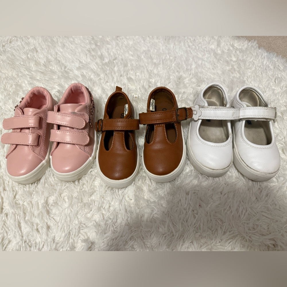 Stylish toddler girls shoes - Pink, Brown, and White